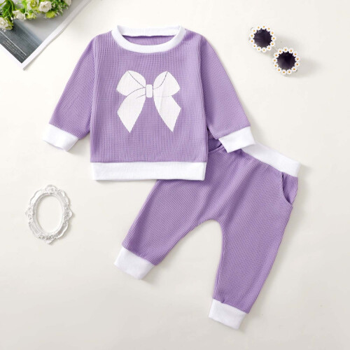 Baby sweater set with bow print 1