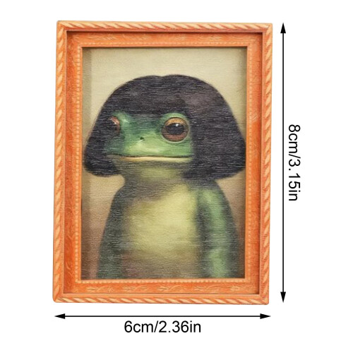 Funny Frog Fridge Magnet with Frame Vintage Art 2