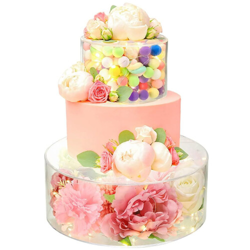 Clear Plastic Wedding Cake Stand 7.87 x 7.87 Inch 1