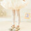 Meia-calça arrastão estilo princesa para meninas, bege. 4
