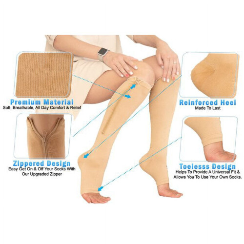 TOPWONER Compression Socks 20-30 mmHg Open Toe Knee High 2 2