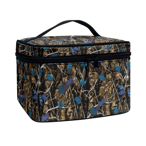 Blue Maple Leaf Makeup Organizer Bag – Multi-Function Travel Case, Compatible with All Brushes, Polyester 1