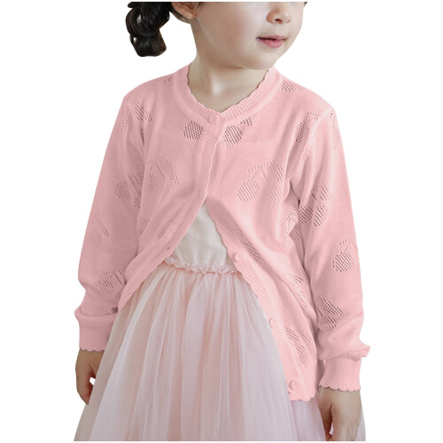 Bolero-Strickjacke für Mädchen, langärmelige Strickjacke mit 1