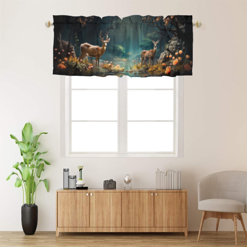 Θερμικό παράθυρο Forest Deer Rustic Wildlife Valance 54x18in 1