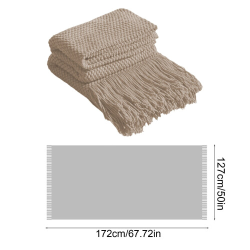 Fringe Decorative Throw Blanket Acrylic Knitted 67.7x50 Inch 2