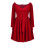Women's Solid Red Long Sleeve Evening Dress with Deep 4