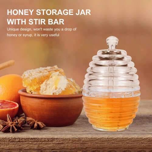 Clear Honey Jar with Dipper and Lid 265ML 2