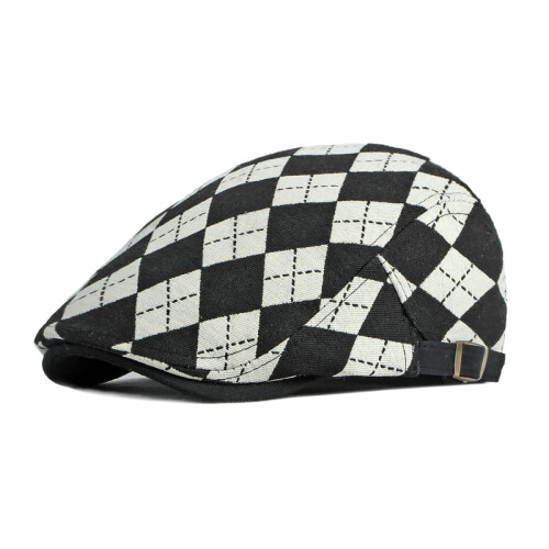 Schirmmütze Damen Britisches Retro-Diamantkaro-Barett 1 1