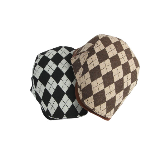 Schirmmütze Damen Britisches Retro-Diamantkaro-Barett 1 2