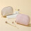 Light Blue Leather Mini Makeup Bag 5.51x2.75x4.53 Inches 5