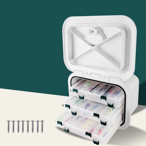 Lockable tackle box organizer for marine deck storage white 2