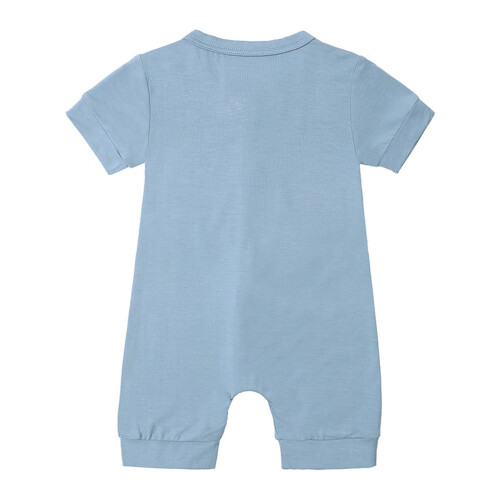 Baby Rompers Solid Color Front Zipper Short Sleeve Jumpsuit 2
