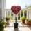 Pink Boxwood Heart Topiary with Bow 2 pcs 2