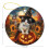 Kitten Witch Hat Ceramic Ornament Black White 1pc 2