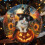 Kitten Witch Hat Ceramic Ornament Black White 1pc 4
