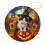 Kitten Witch Hat Ceramic Ornament Black White 1pc 3