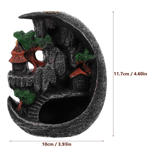 Backflow Incense Burner Resin Black 1Pack 4.6X3.9In 1