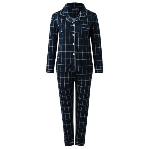Women's Plaid Two-Piece Long Sleeve Pajama Set 2