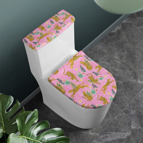 Toiletdæksel med blomstermønster, blødt og strækbart, vaskbart 1