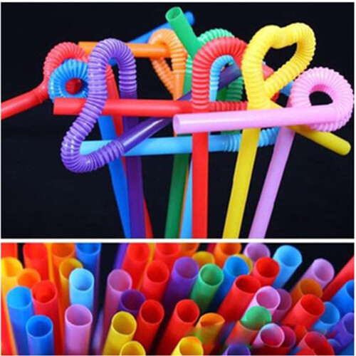 Colorful flexible drinking straws bendy disposable 200 pack 2