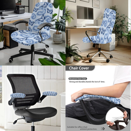 Bürostuhlbezug Schmetterling Batik Blau Universalgröße 1