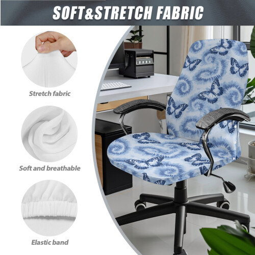 Bürostuhlbezug Schmetterling Batik Blau Universalgröße 2