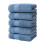 Cotton Bath Towel Set 5-Piece Thick Soft Absorbent Blue 2