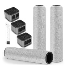 Lot de 7 Accessoires pour Aspirateur Robot Eau et Poussière pour Truclean W30 Pro/E303HW : Brosse Principale et Filtre HEPA de Rechange