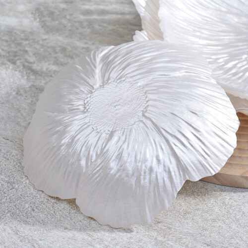 Flower Shape Fruit Plate Crystal Glass Pearlescent White 3 2