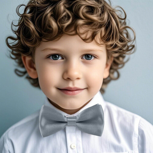 Bow Tie Solid Color Adjustable for Kids Gray Free Size 1