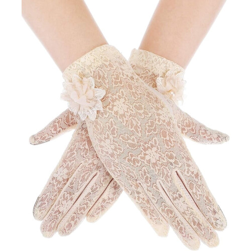 Women's Touch Screen Lace Gloves Floral Short 1