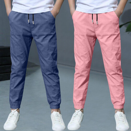 Boys linen pants light blue 11-12 years 2 pack 1