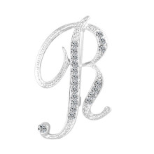 Rygai rhinestone letter brooch A-Z silver 1 pc