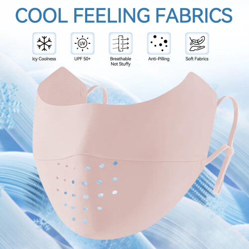 UV Face Mask UPF 50+ Ice Silk Washable Reusable Pink 1