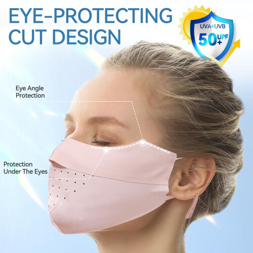 UV Face Mask UPF 50+ Ice Silk Washable Reusable Pink 2