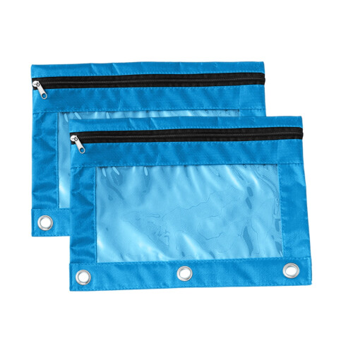 Oxford Pencil Case 3-Hole 2-Pack Large Zipper Binder Bag 1