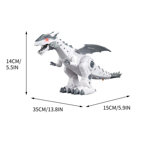White Walking T-Rex Toy with Sounds Lights and Movement 2