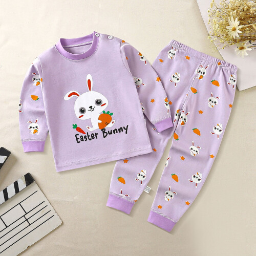 Baby Solid Color Sweatshirt and Joggers Set Purple 18-24 1