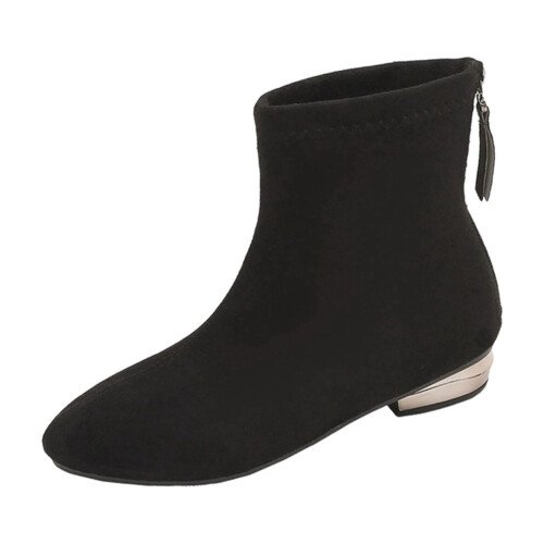Willtoo Women's Ankle Boots Round Toe Low Heel Side Zipper 1
