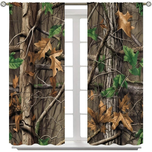 Camouflage Curtains Green Abstract Art 42x63 Inch 2-Panel 1