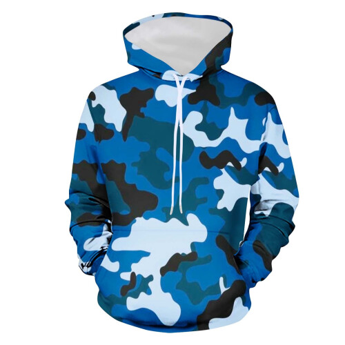 Herre kamuflasjehettegenser med løs passform og lang pullover 1