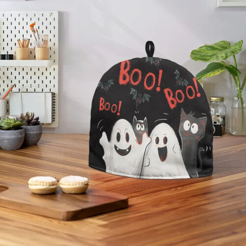 Spooky Ghost Tea Cozy Insulating Kettle Cover with Hanging 2