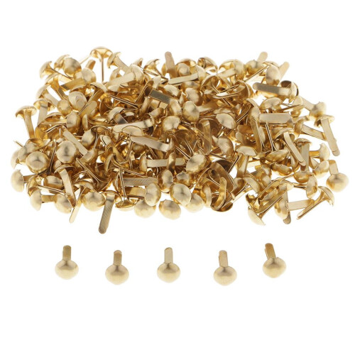 Metal Bunt Brads Pattern Clips 100 Pack 6x13mm Golden 1