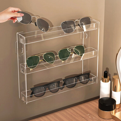 Wall-Mount Sunglass Organizer Clear Display Rack for 1