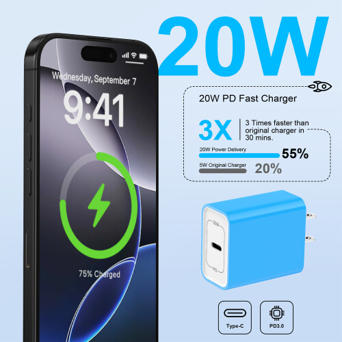 20W USB-C PD nabíjačka s 1,8 m USB-C káblom do Lightning 1