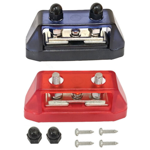 Dual Stud Bus Bar Power Distribution Block 2 pcs 12-48V 6mm 2