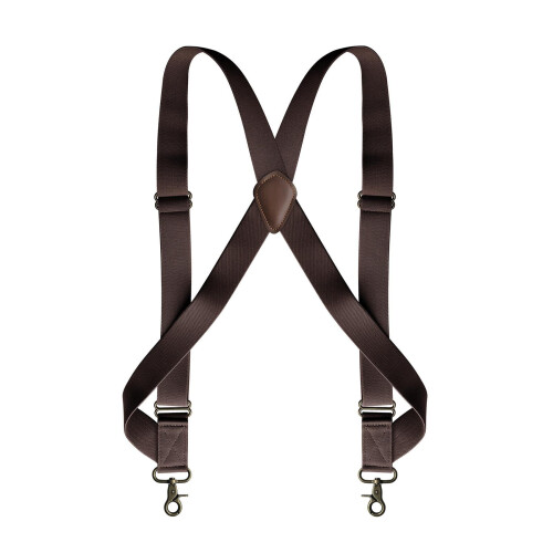 Suspensórios masculinos estilo caminhoneiro, elásticos, cor café, 3,5 cm de largura. 1
