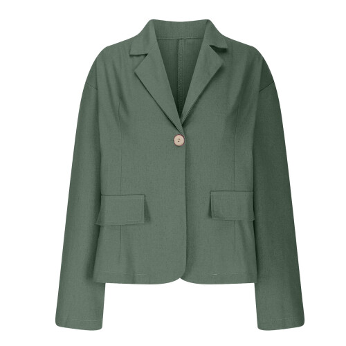 Damen-Leinenblazer, grün, leichte Freizeitjacke 2