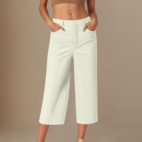 Women's Khaki Capri Pants with Pockets Size 2XL 2