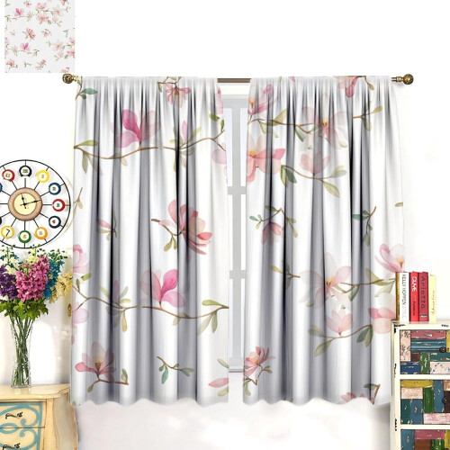 Flower Curtains Watercolor Pink Peach Blossom Pattern 2